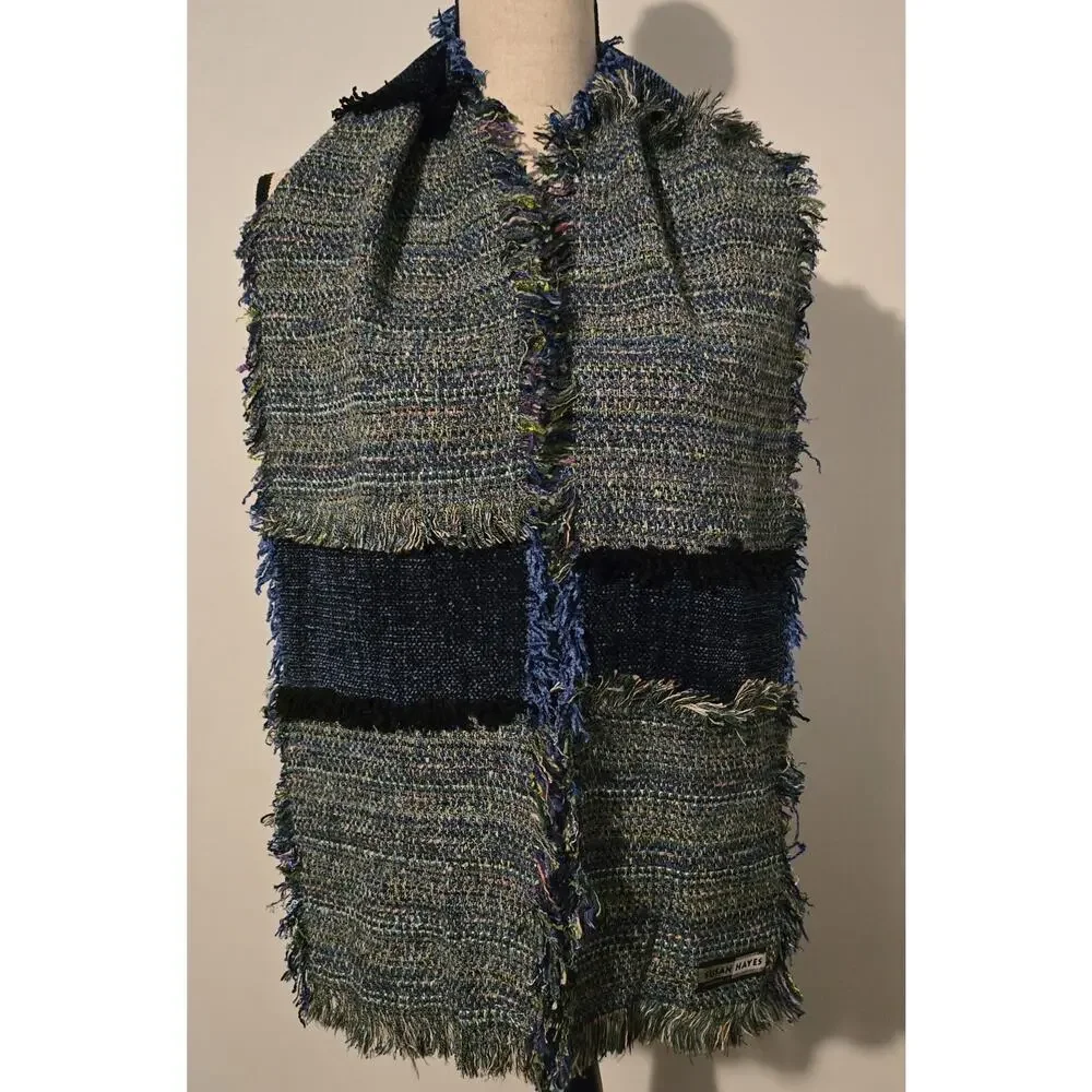 Susan Hayes Hand Loomed Handmade Chenille Rectangle Scarf USA Made 9
